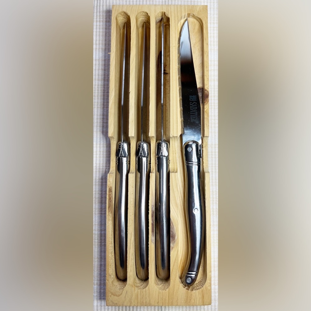 Sabatier ♥️ Style Metal Knives Set In Wooden Block